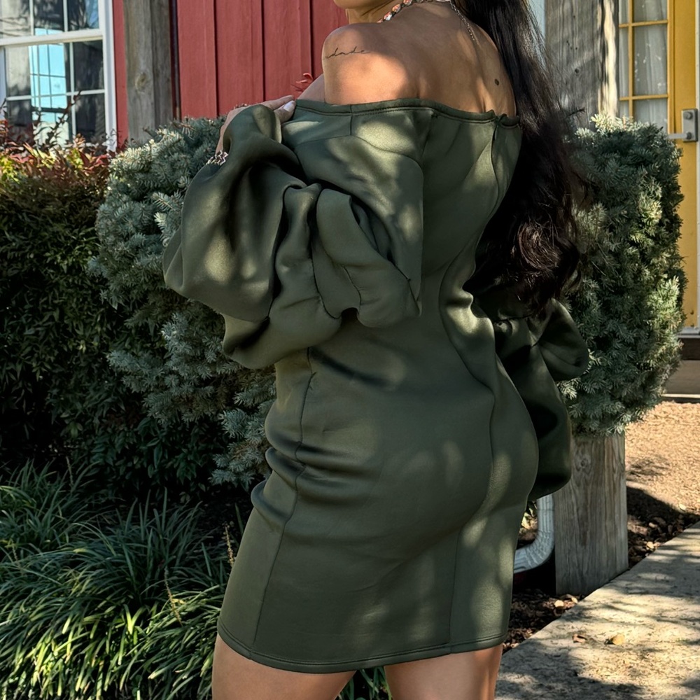 A formal dress with long sleeves